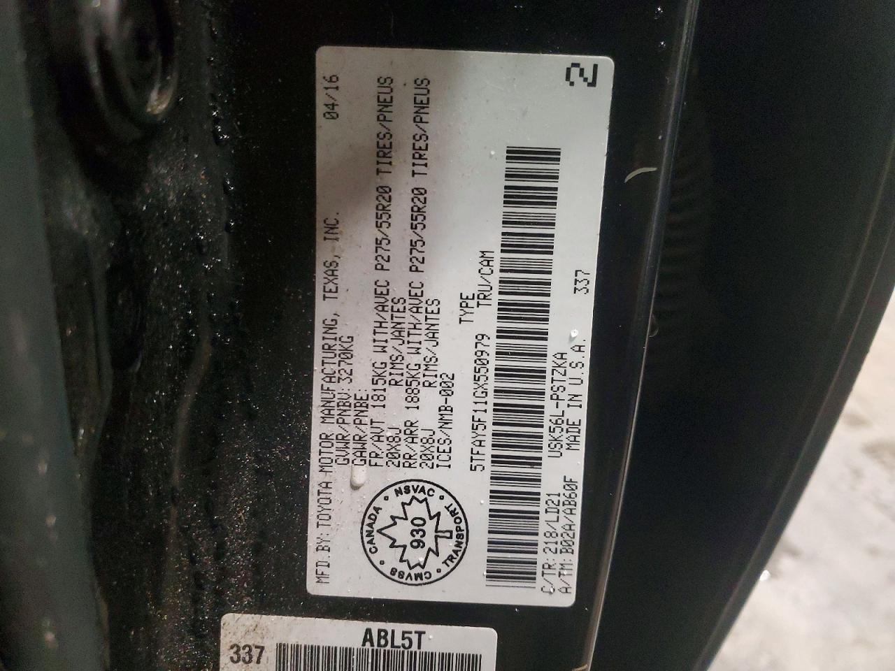 2016 Toyota Tundra Crewmax 1794