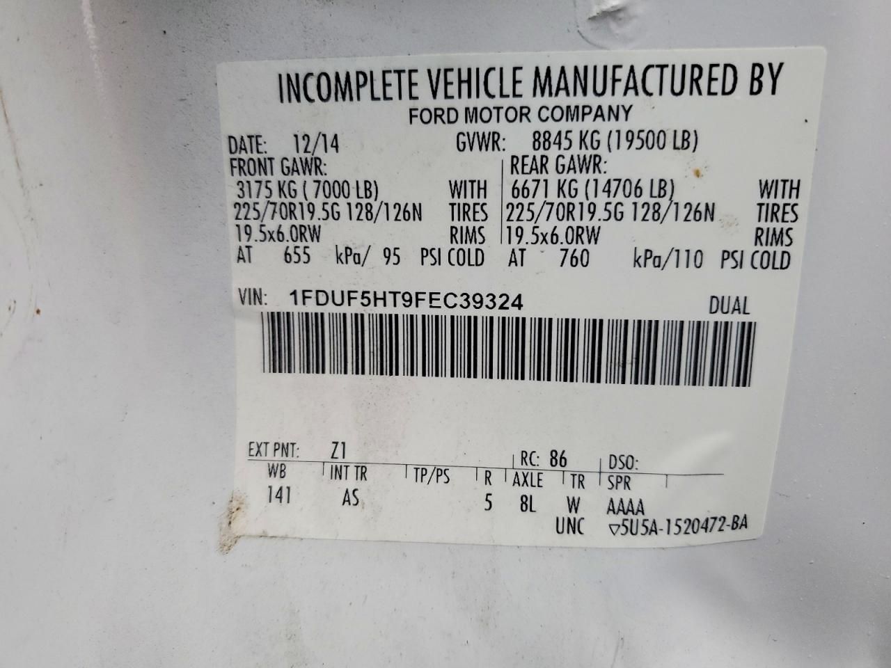 2015 Ford F550 Super Duty Dump Truck