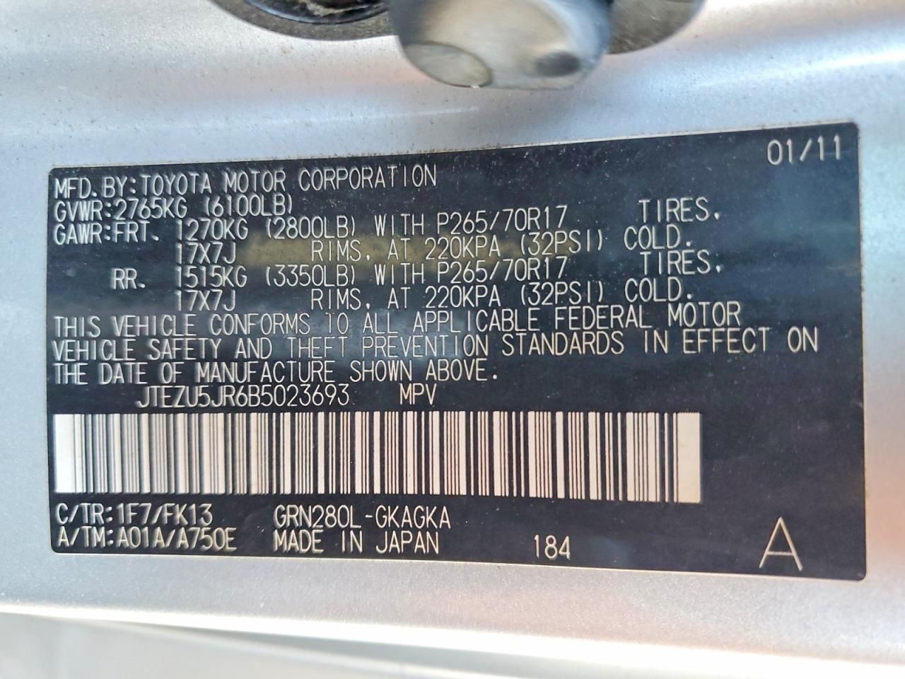 2011 Toyota 4runner SR5