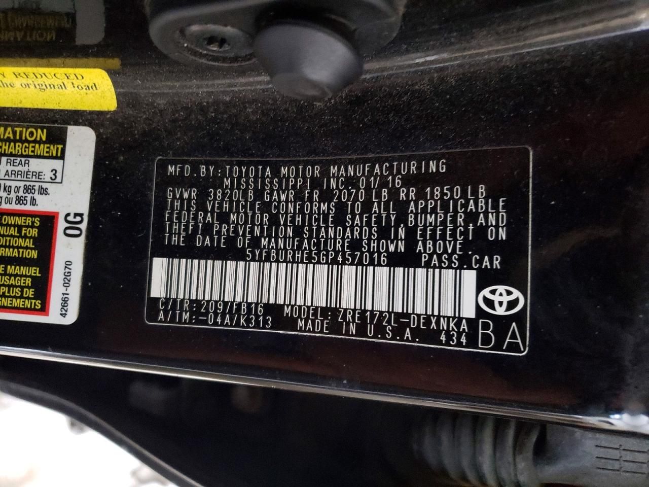 2016 Toyota Corolla l