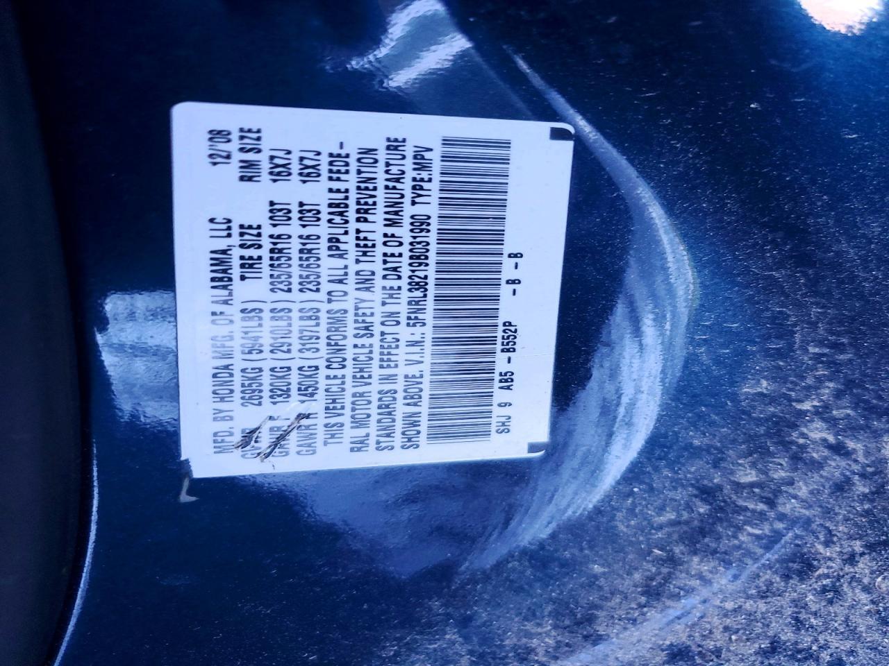 2009 Honda Odyssey lx