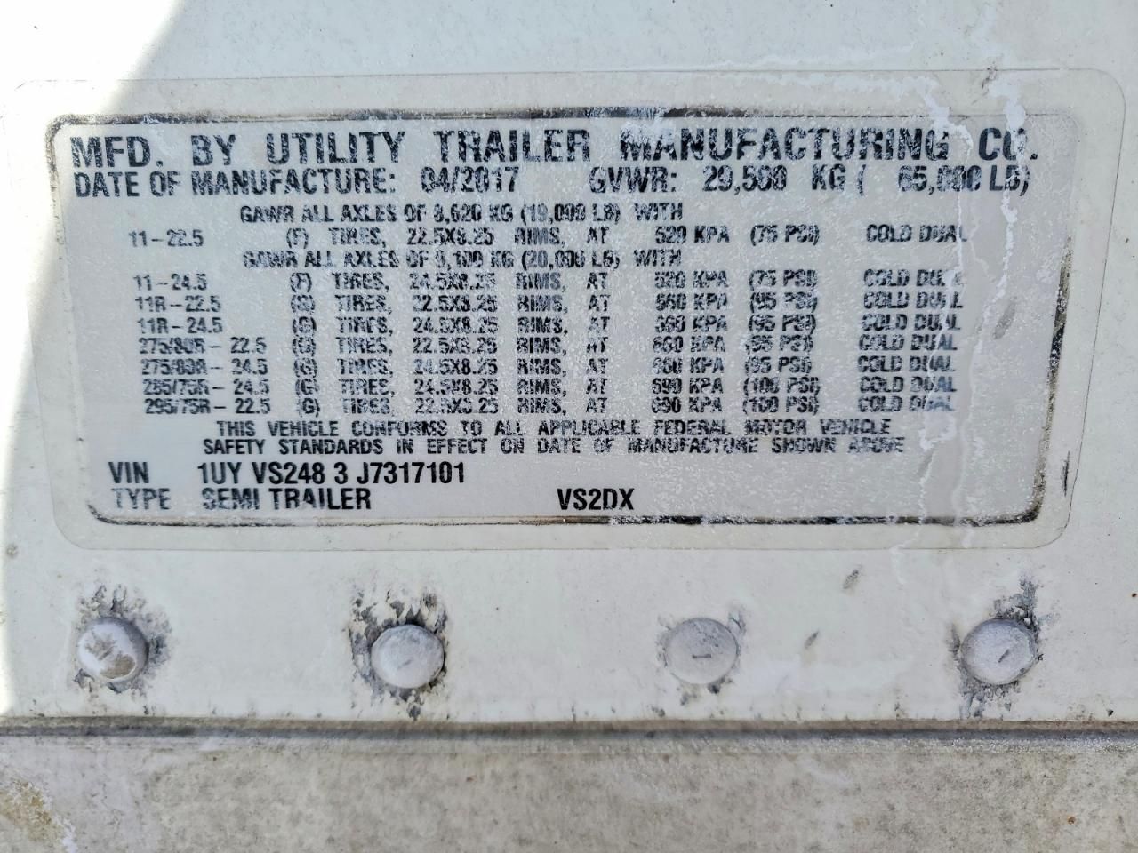 2018 Utility VS2DX DRY Van Trailer