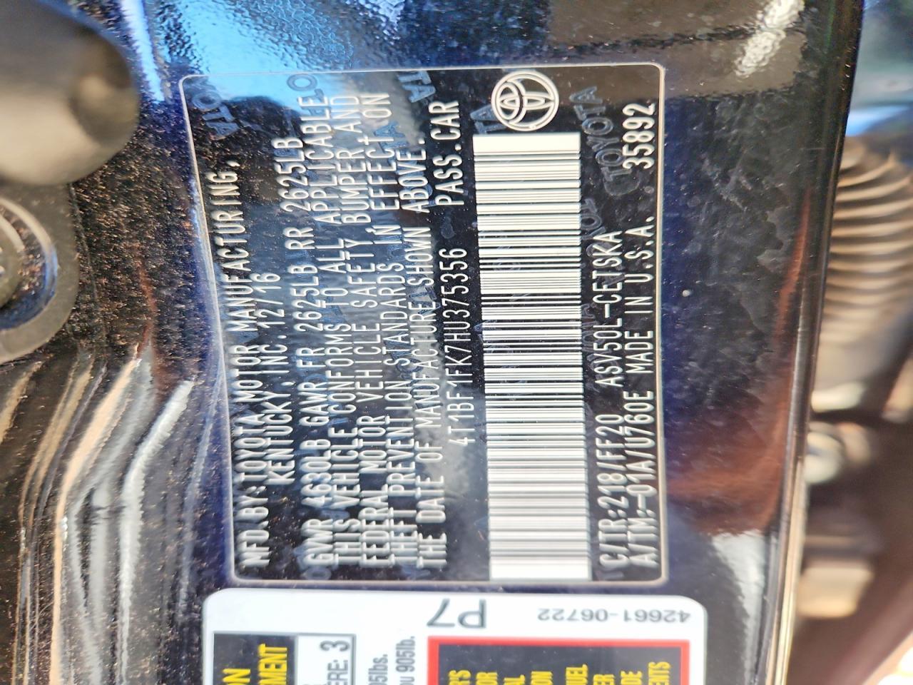 2017 Toyota Camry le