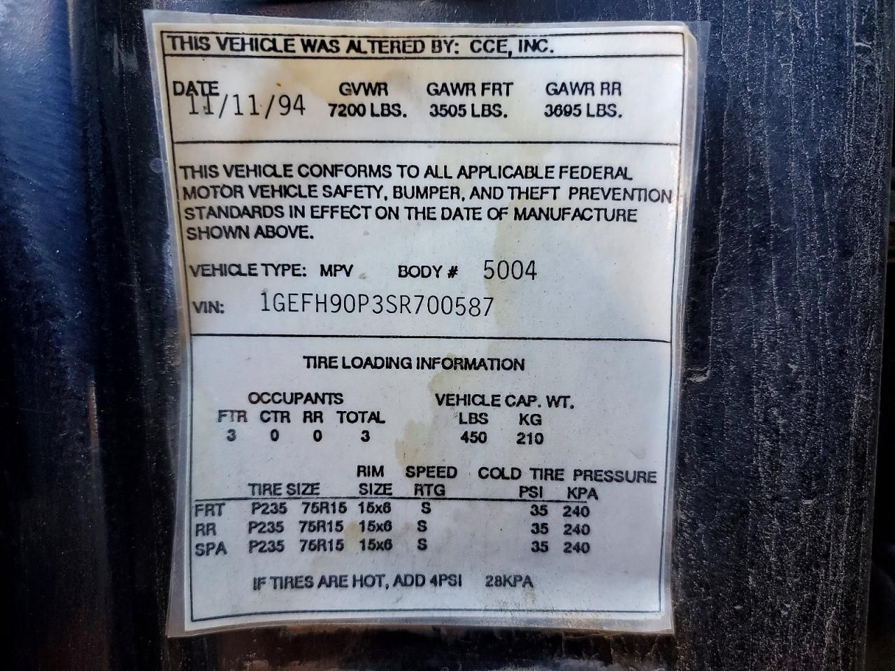 1995 Cadillac Commercial Chassis