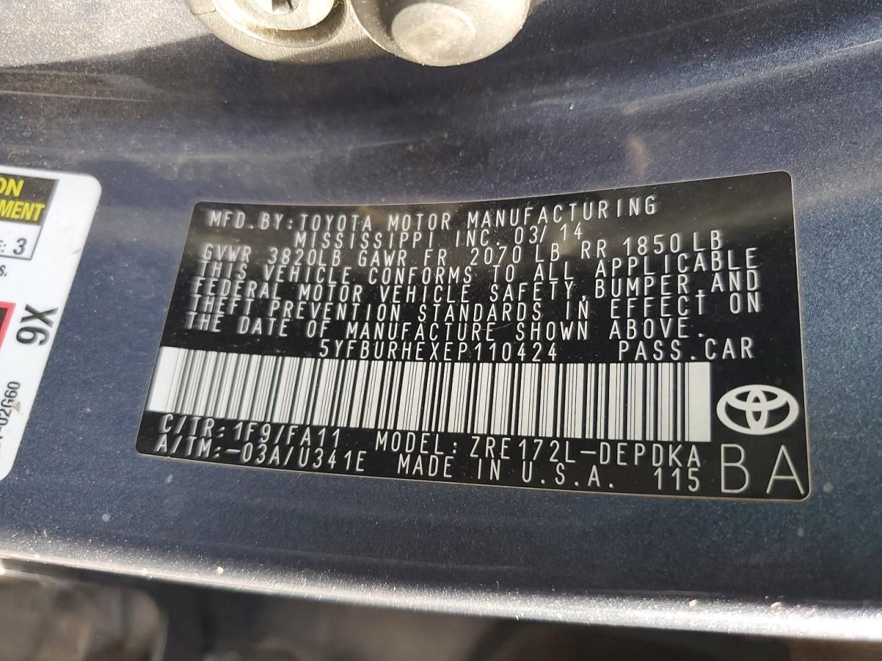 2014 Toyota Corolla l