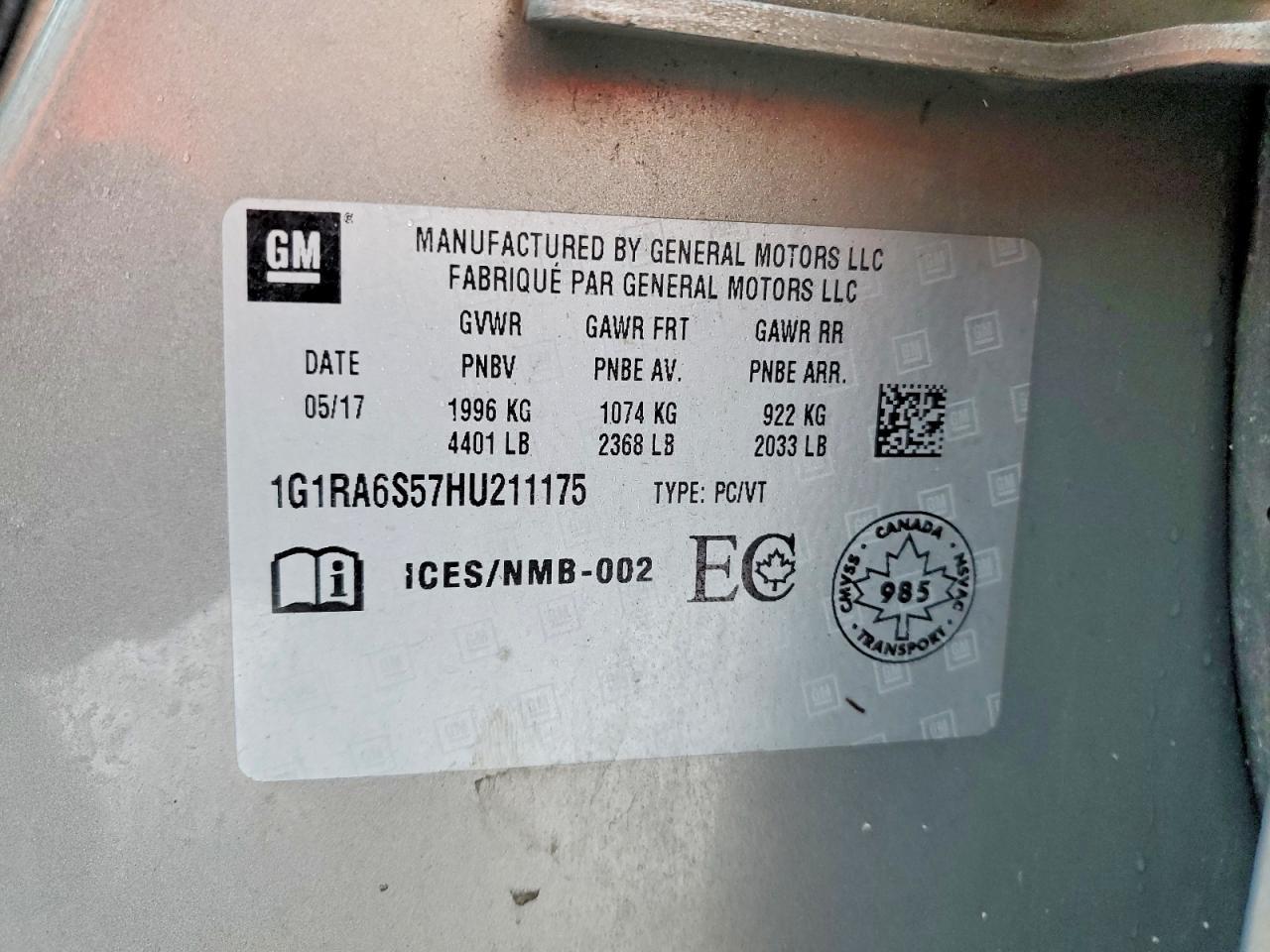 2017 Chevrolet Volt lt