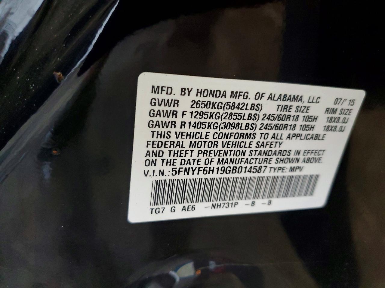 2016 Honda Pilot lx