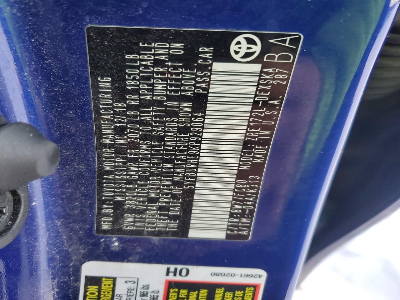 2019 Toyota Corolla l