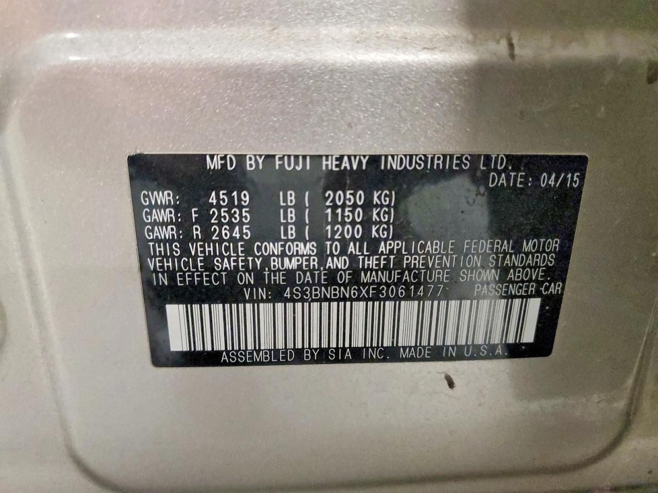 2015 Subaru Legacy 2.5i Limited