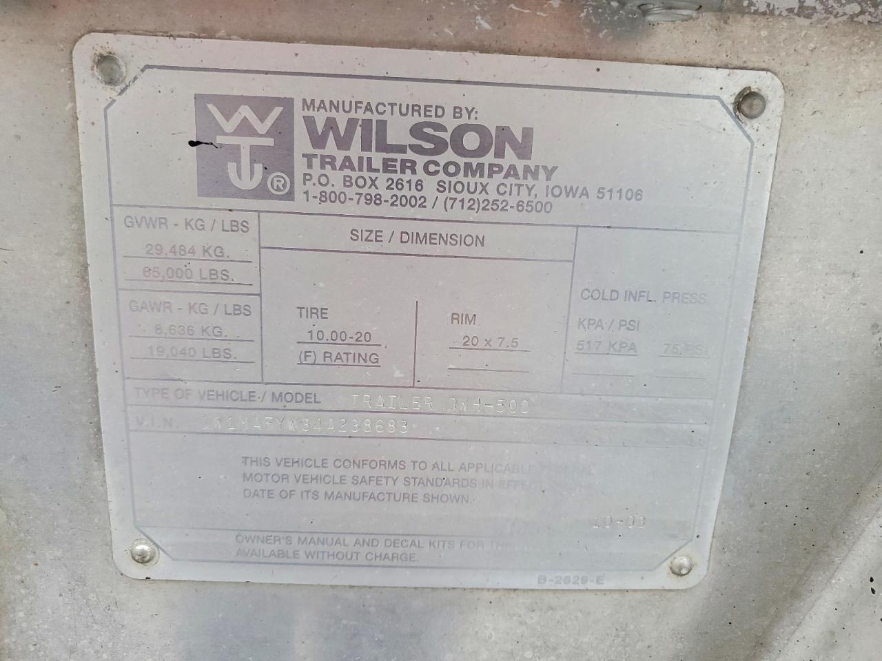 2004 Wilson DWH-500 Grain Trailer