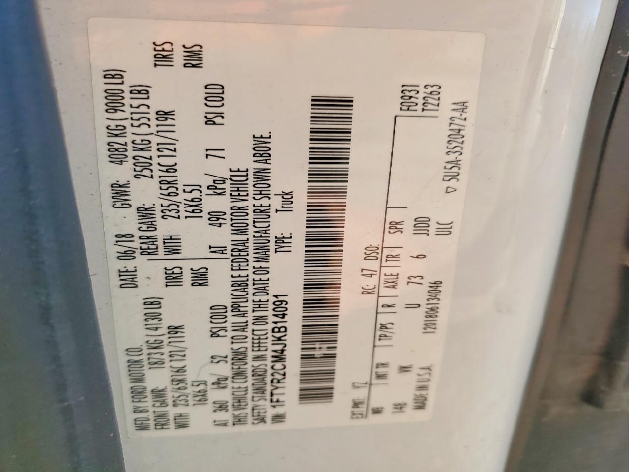 2018 Ford Transit Van T-250 ME