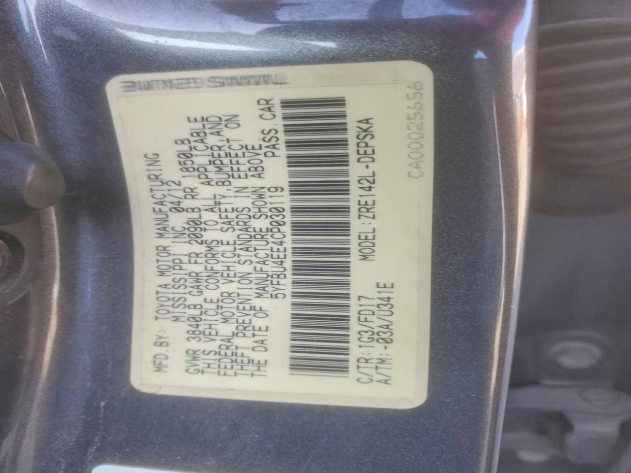 2012 Toyota Corolla Base