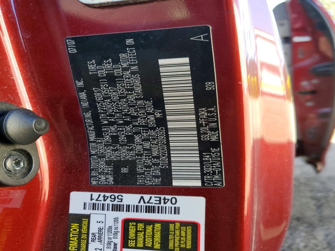 2007 Toyota Sienna xle