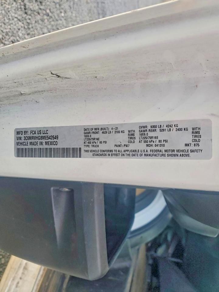 2021 Dodge RAM Promaster 3500 Utility / Service Van