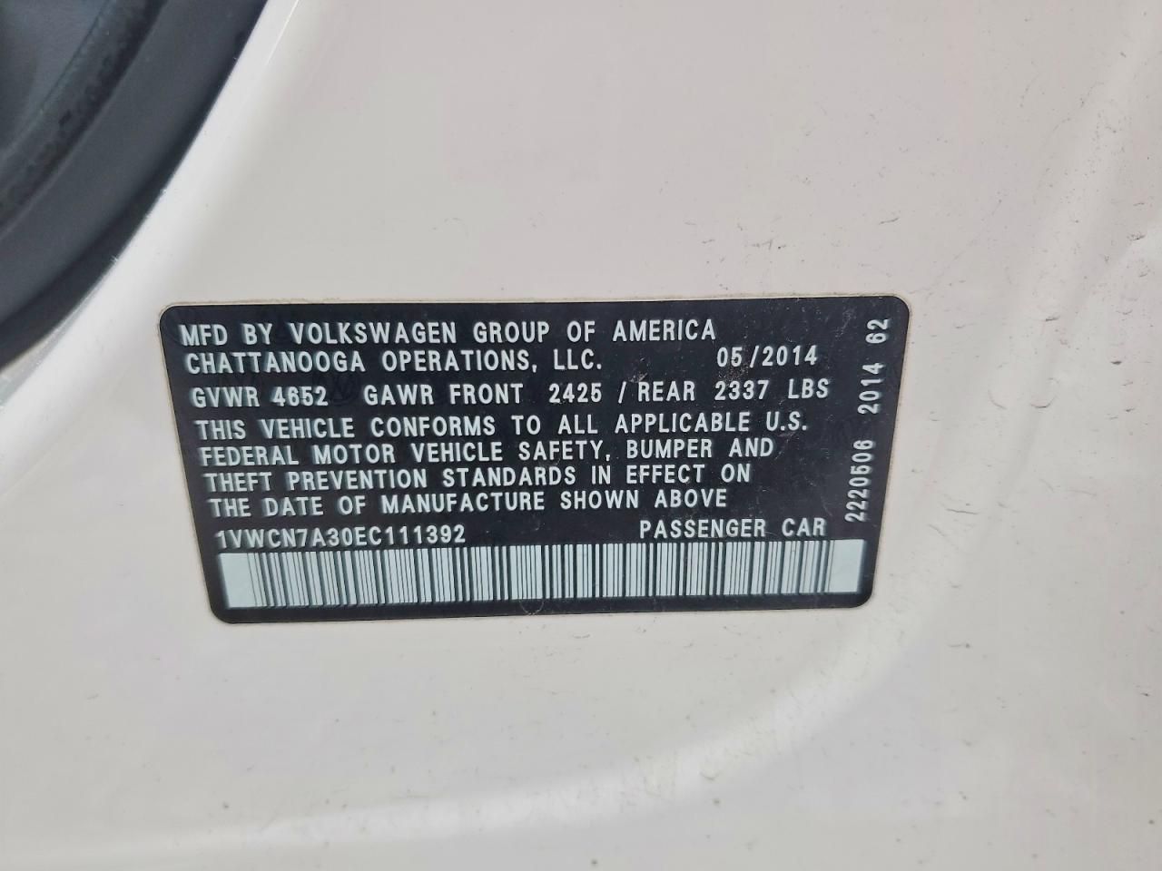 2014 Volkswagen Passat sel