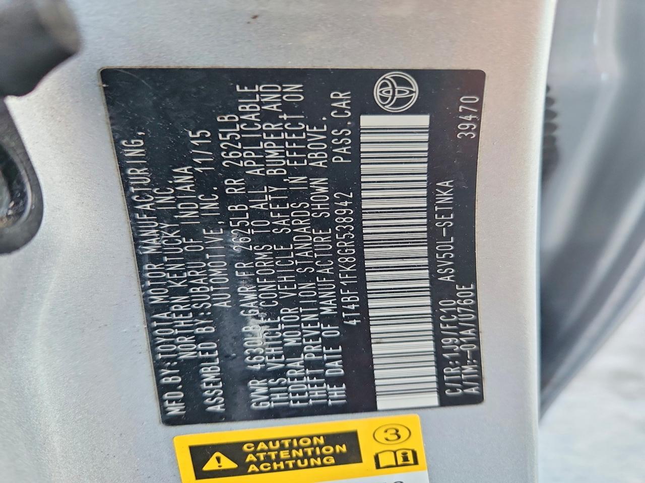 2016 Toyota Camry le