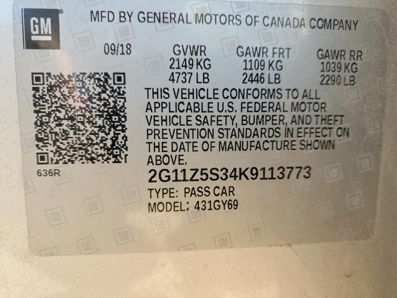 2019 Chevrolet Impala lt