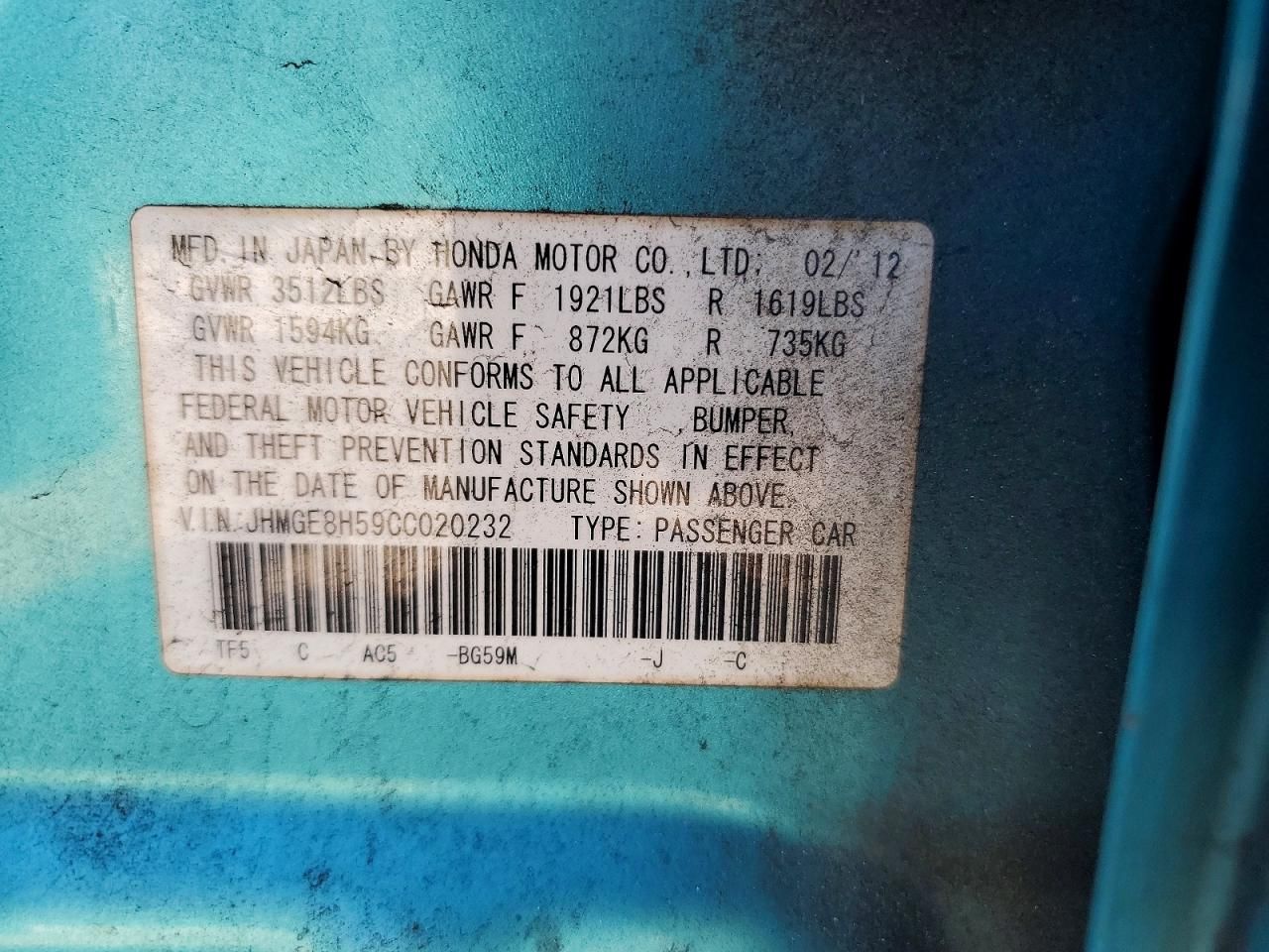 2012 Honda Fit Sport