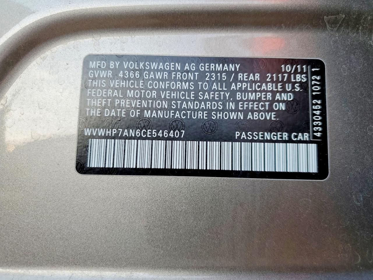 2012 Volkswagen Cc Luxury