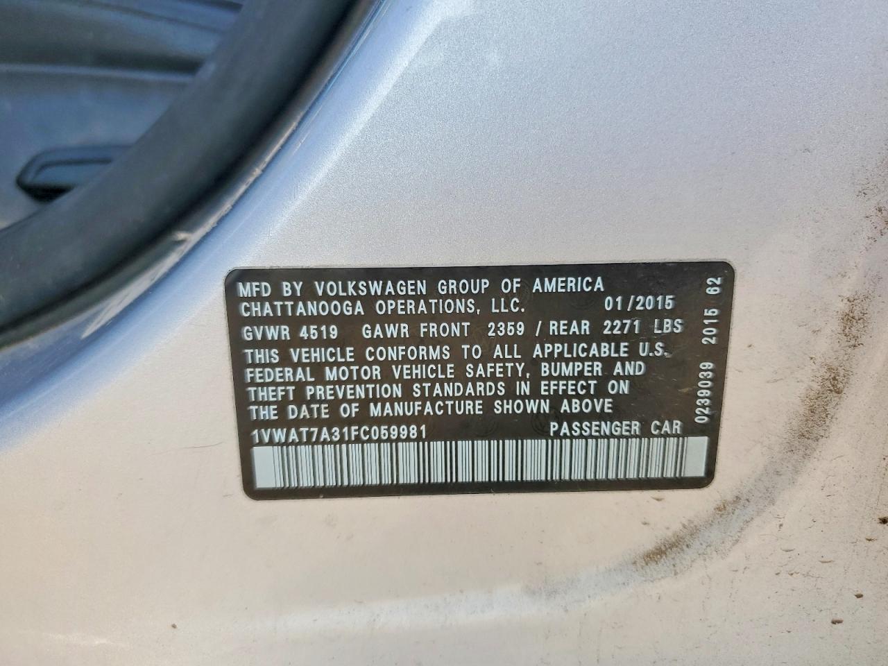 2015 Volkswagen Passat s