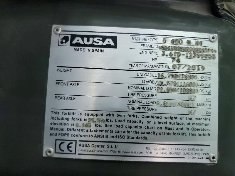 2019 Ausa C400 Forklift