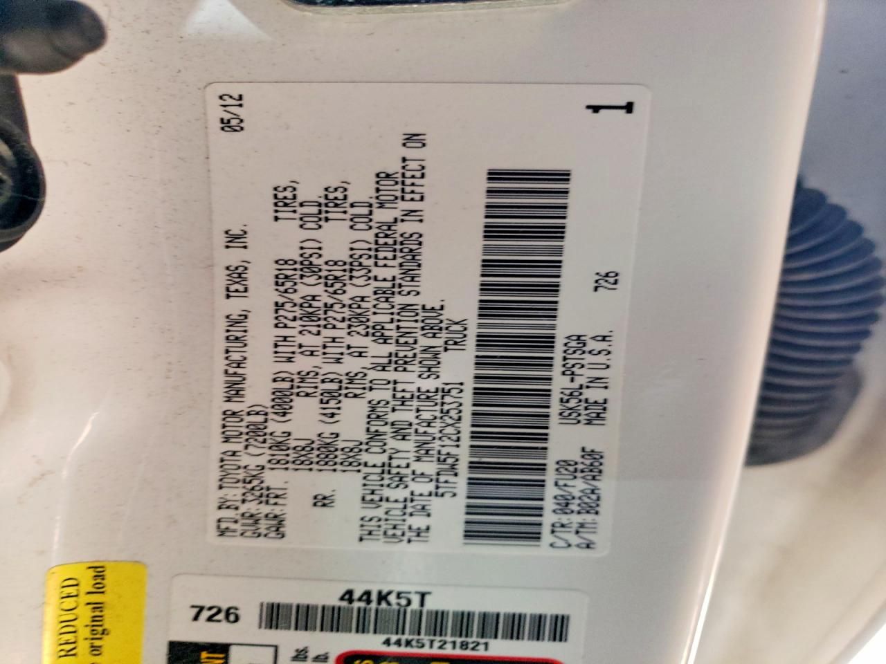 2012 Toyota Tundra Crewmax SR5