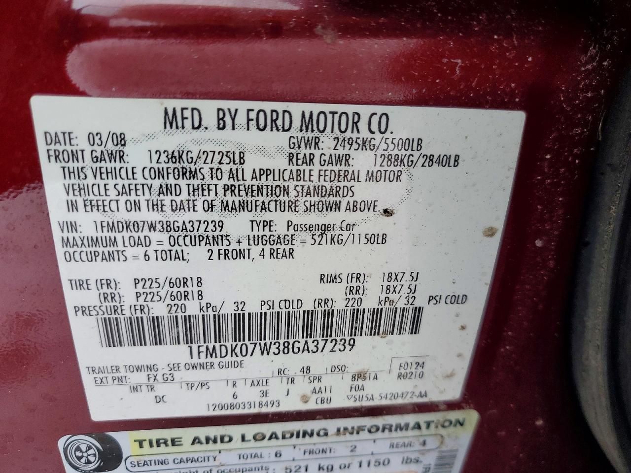 2008 Ford Taurus x Eddie Bauer