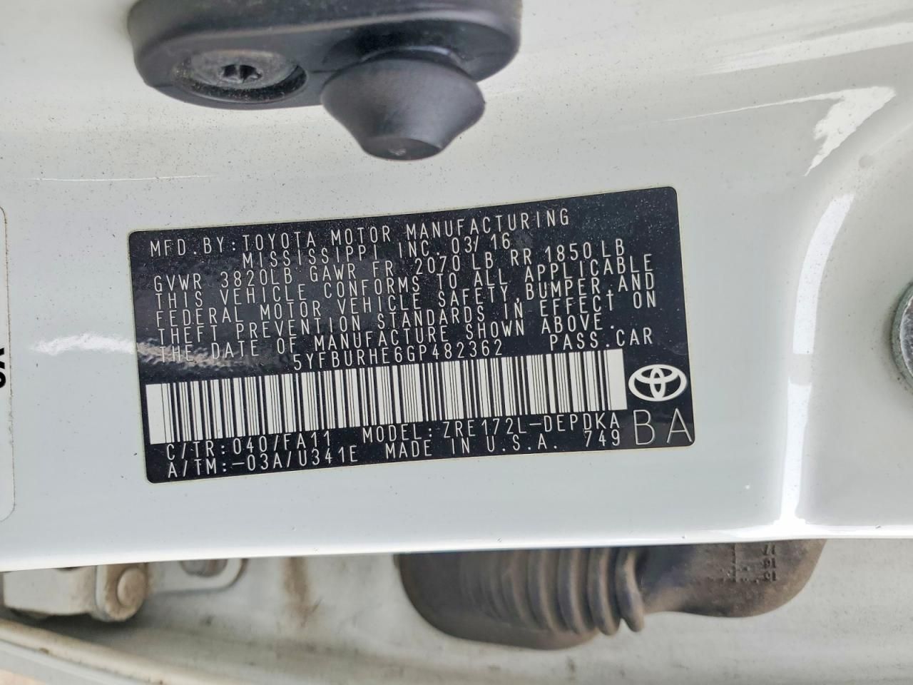 2016 Toyota Corolla l