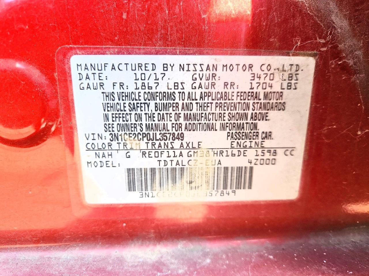 2018 Nissan Versa Note s