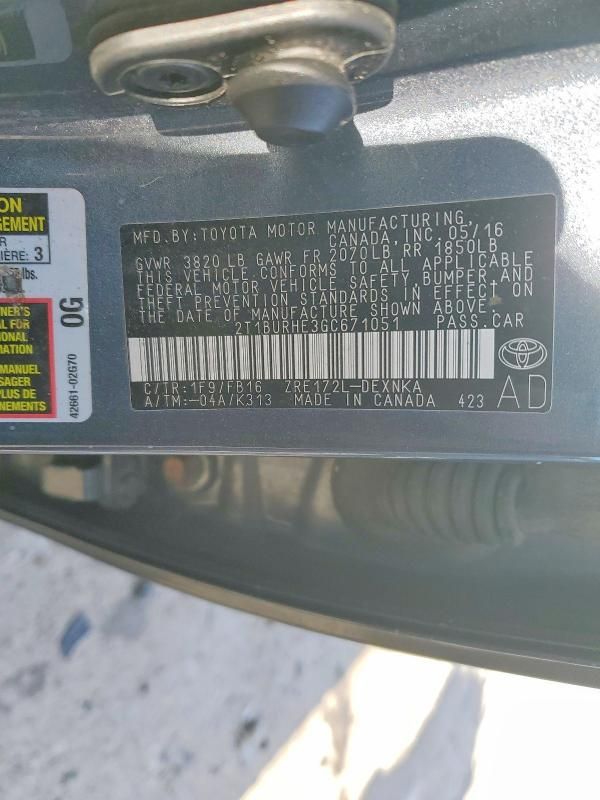 2016 Toyota Corolla l