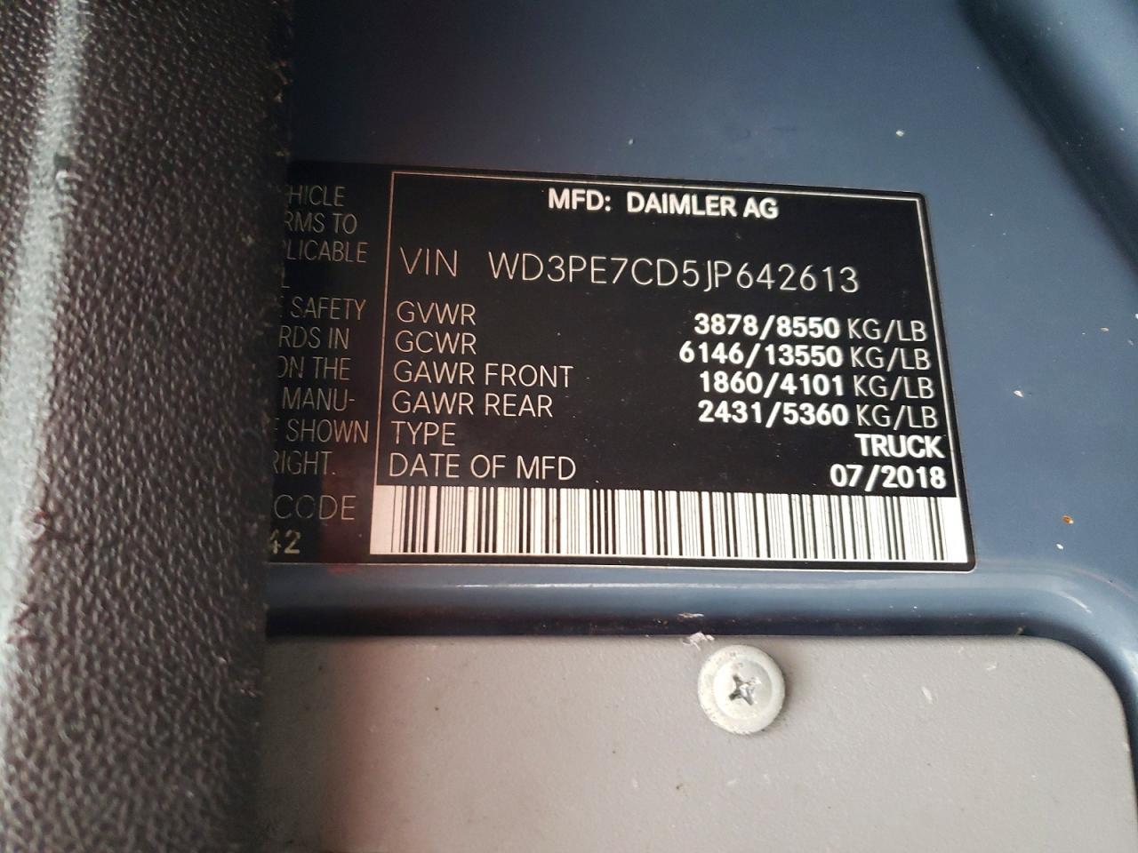 2018 Mercedes-Benz 2018 Mercedes Benz Sprinter 2500 Delivery Van