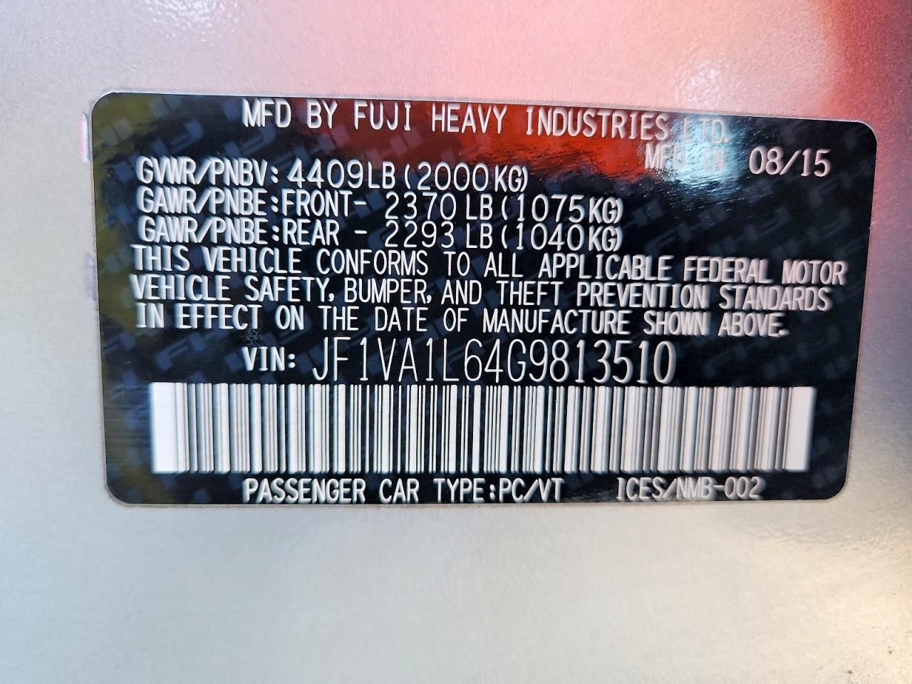 2016 Subaru Wrx Limited