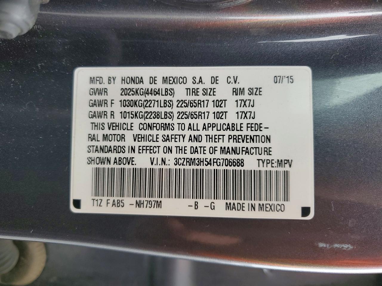 2015 Honda Cr-v ex