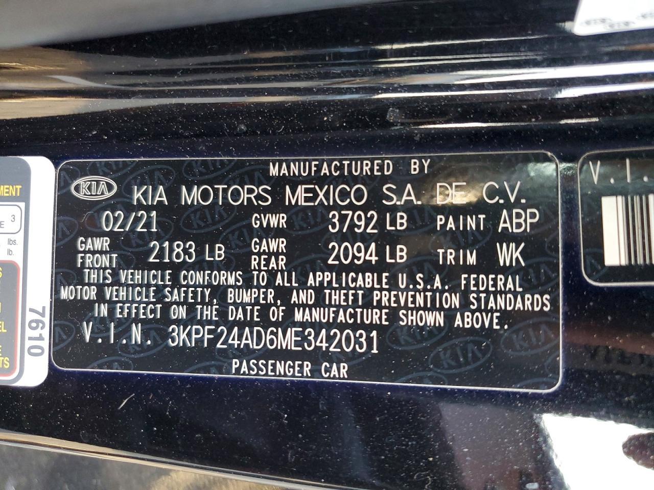 2021 KIA Forte fe