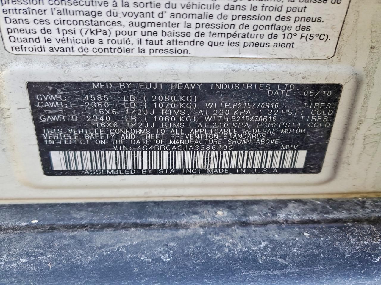 2010 Subaru Outback 2.5i