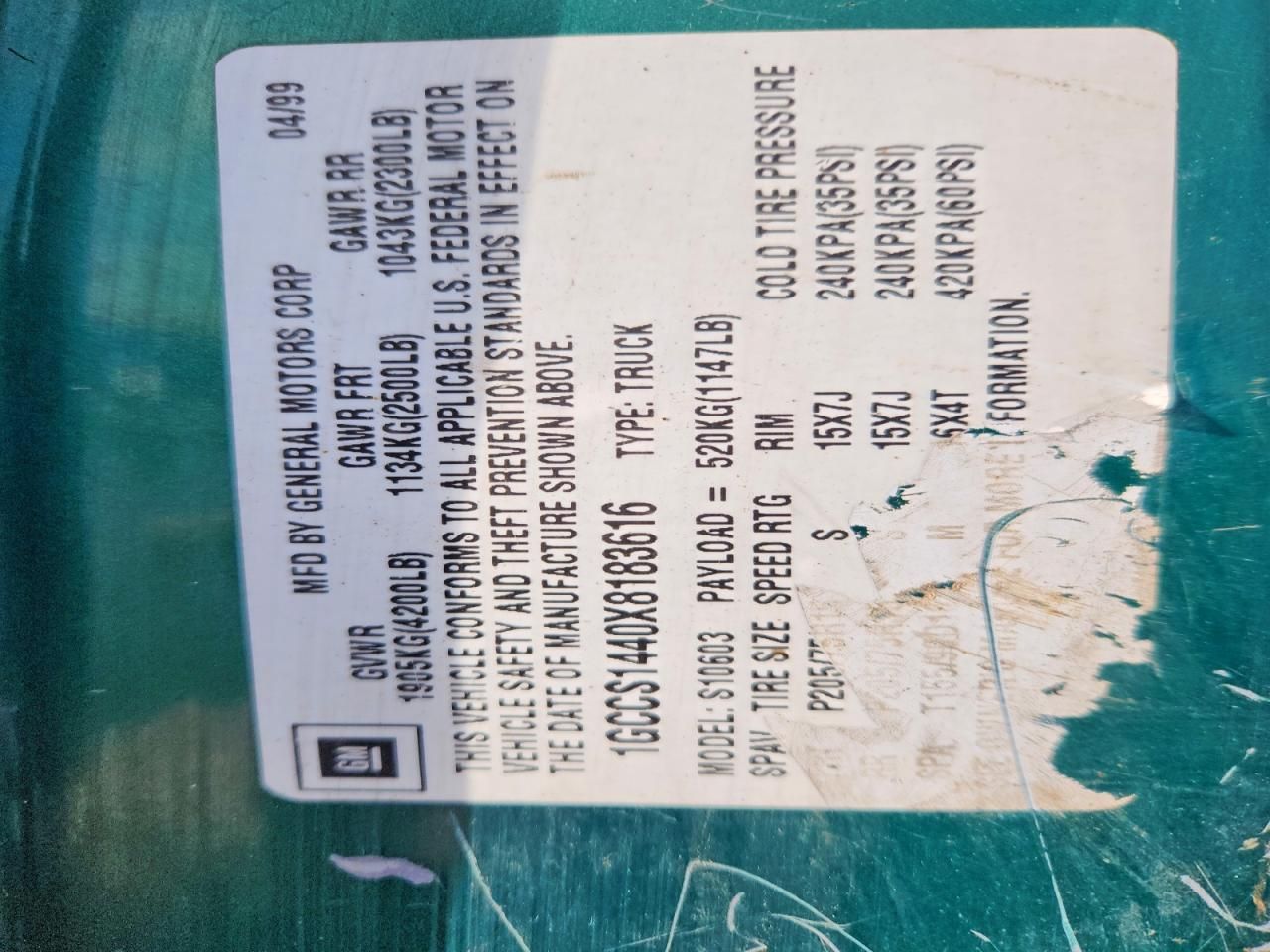 1999 Chevrolet S Truck S10