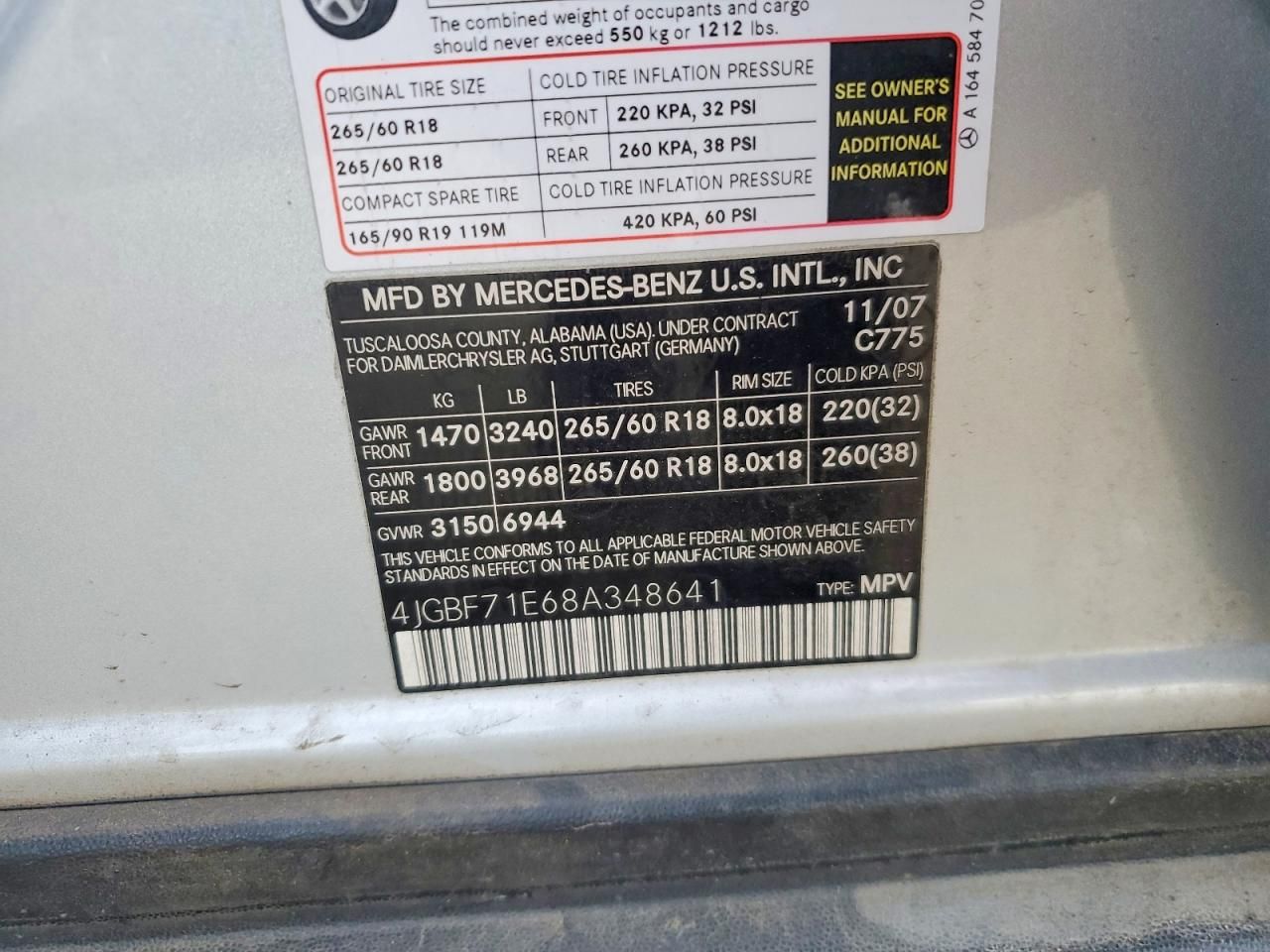 2008 Mercedes-Benz Gl 450 4matic