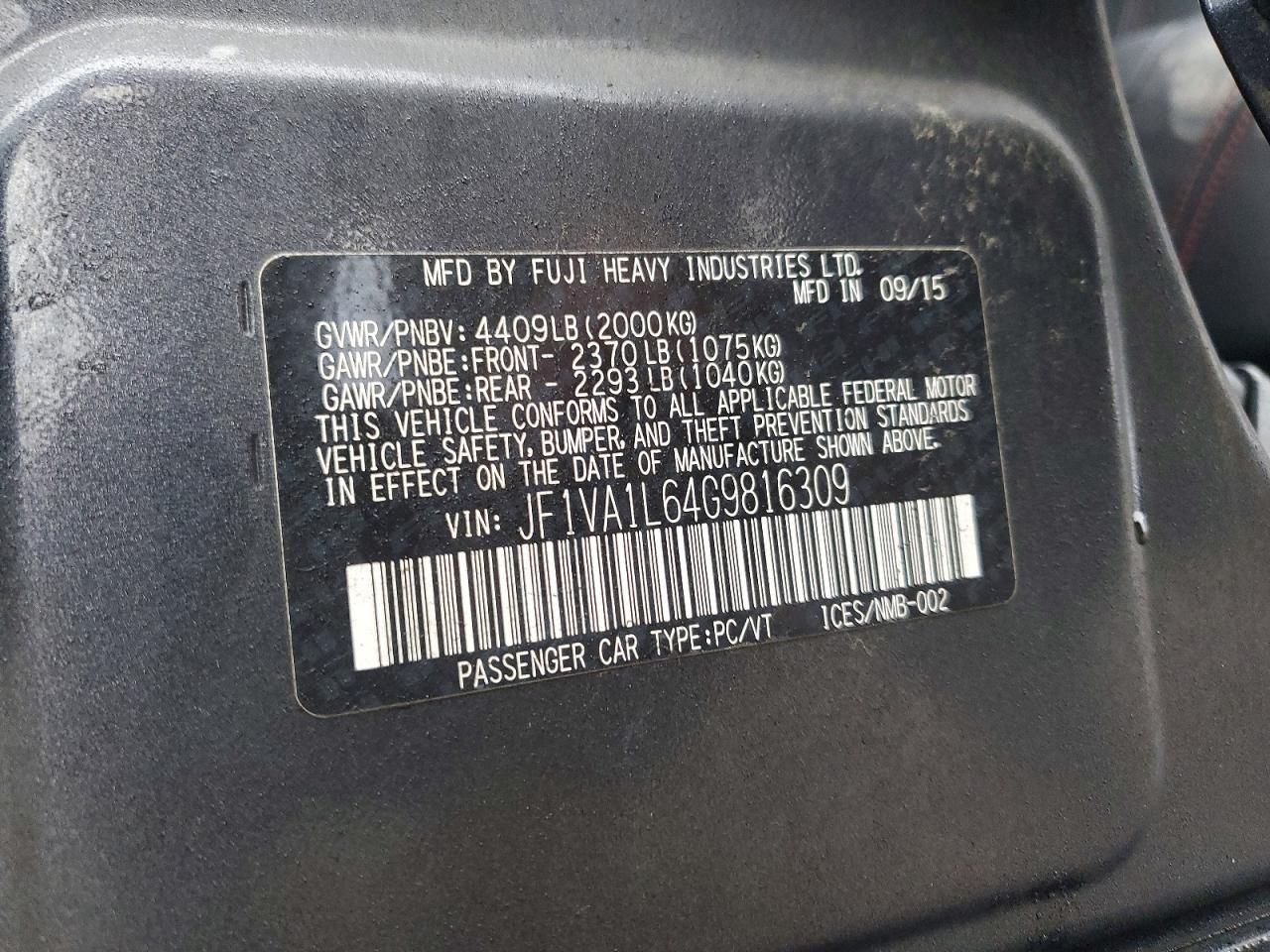 2016 Subaru Wrx Limited