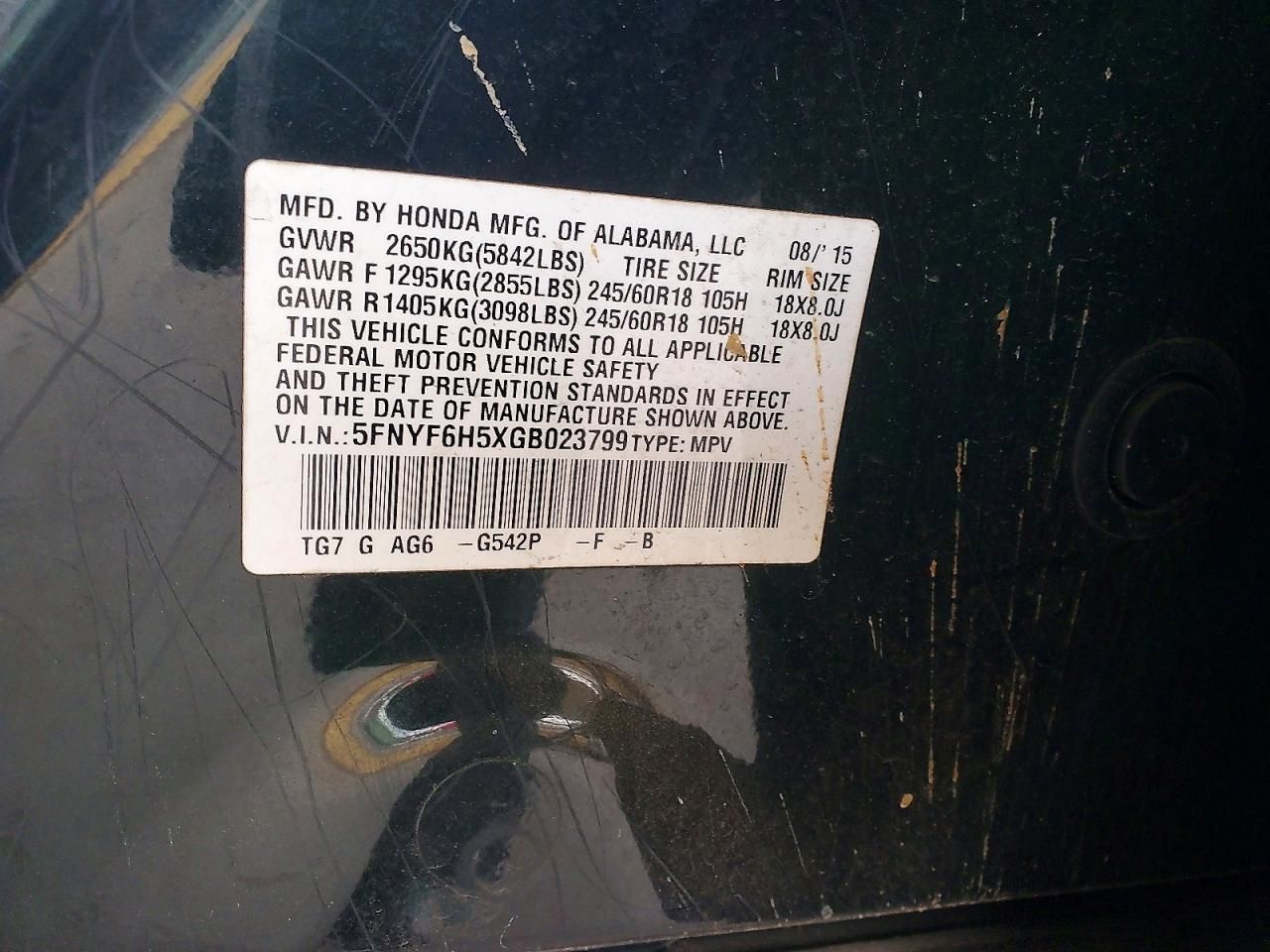 2016 Honda Pilot exl