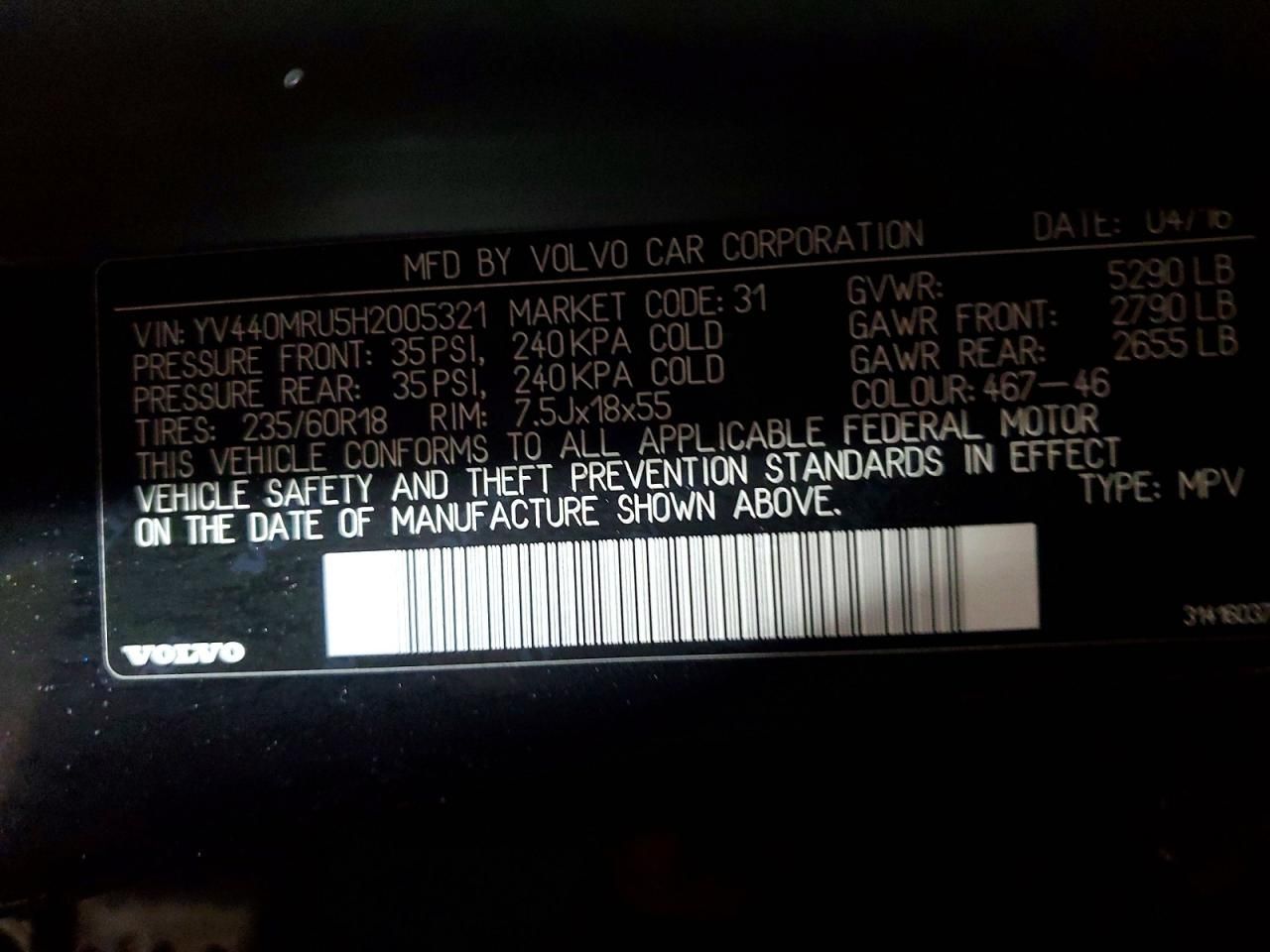 2017 Volvo Xc60 T5 Inscription