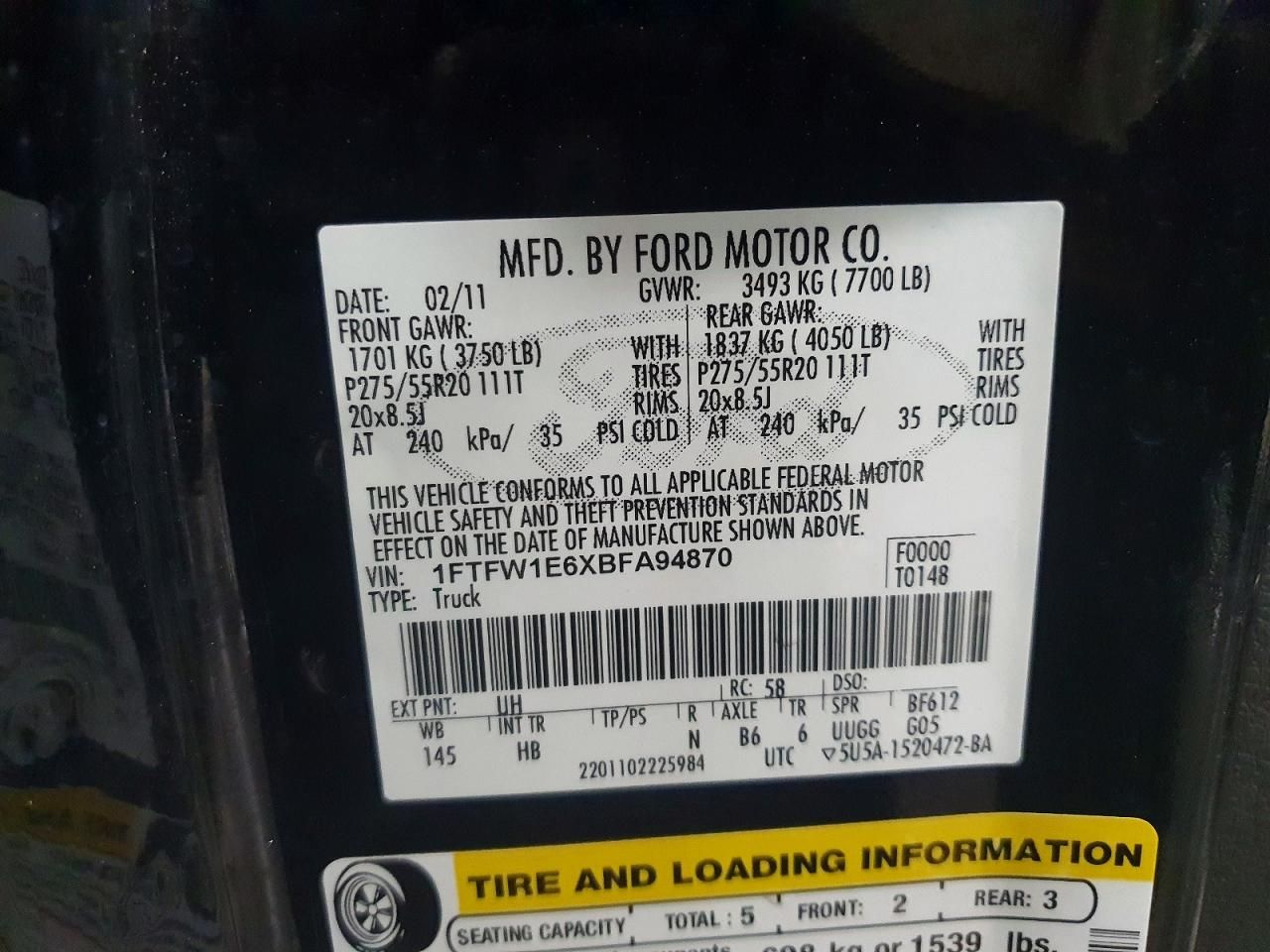 2011 Ford F150 Supercrew