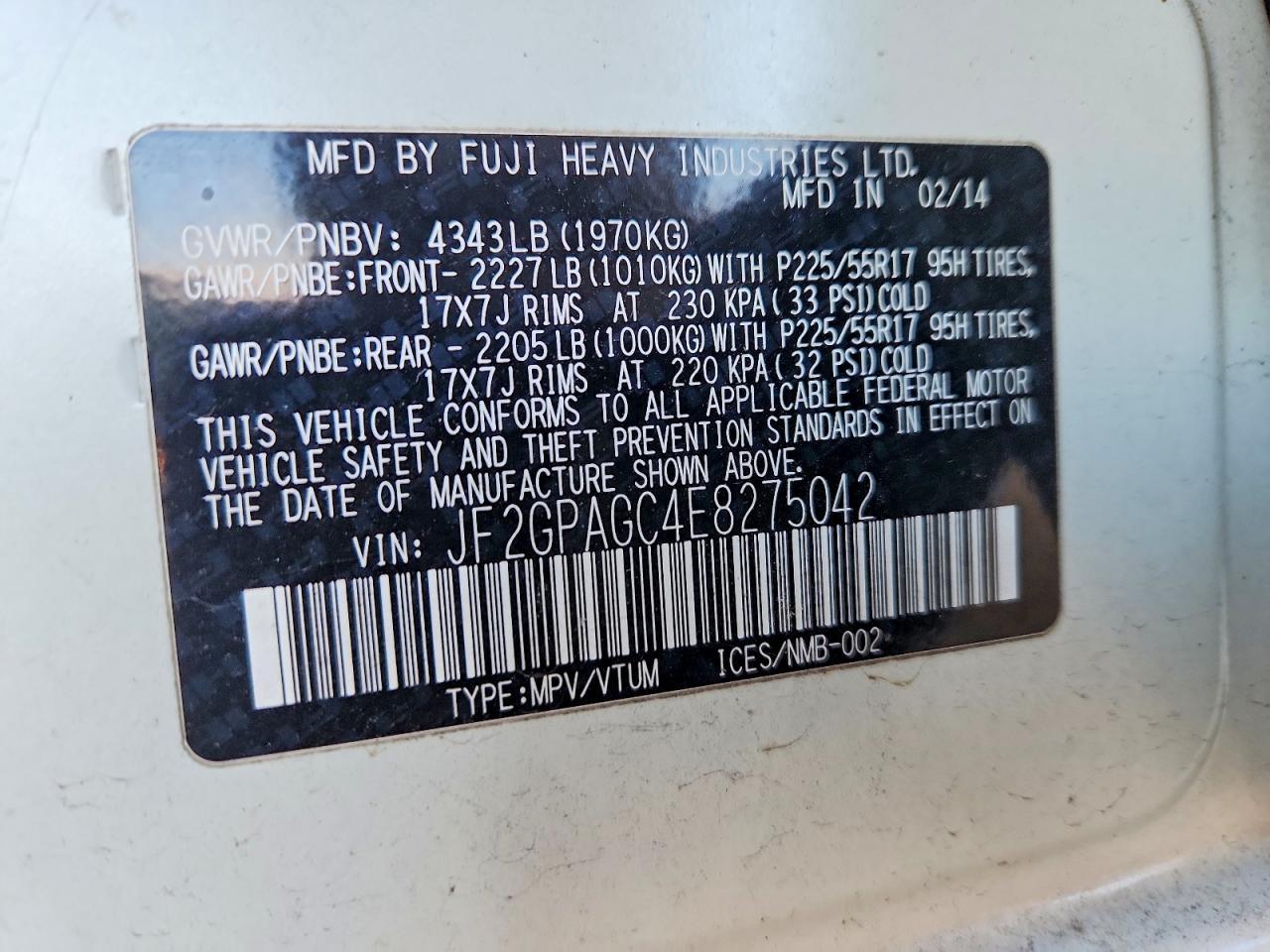 2014 Subaru Xv Crosstrek 2.0 Limited