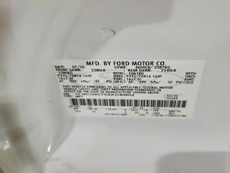 2010 Ford Escape xls