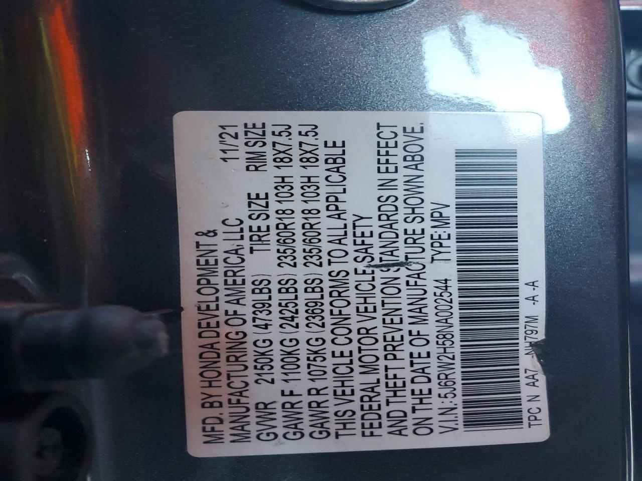 2022 Honda Cr-v ex