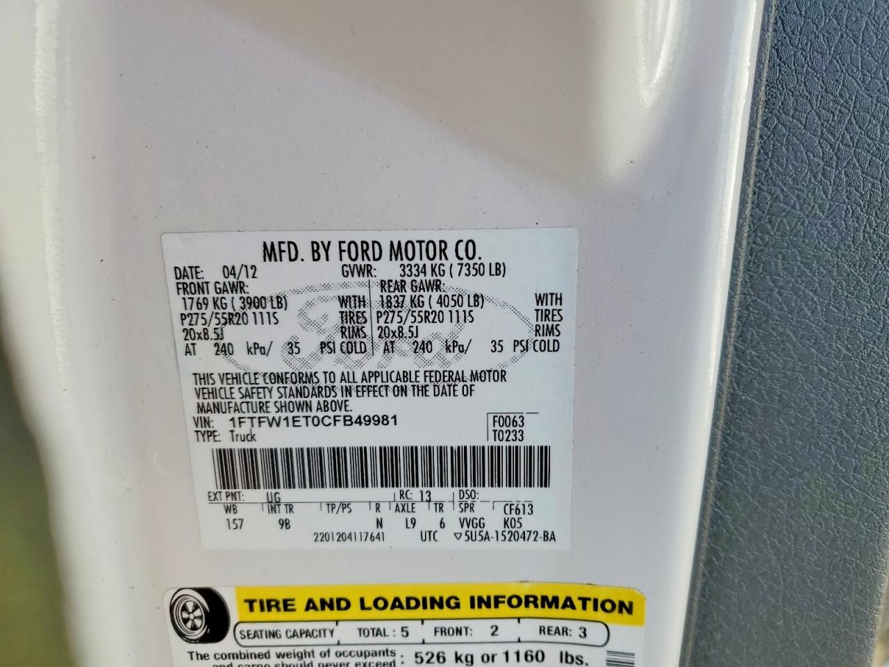 2012 Ford F150 Supercrew