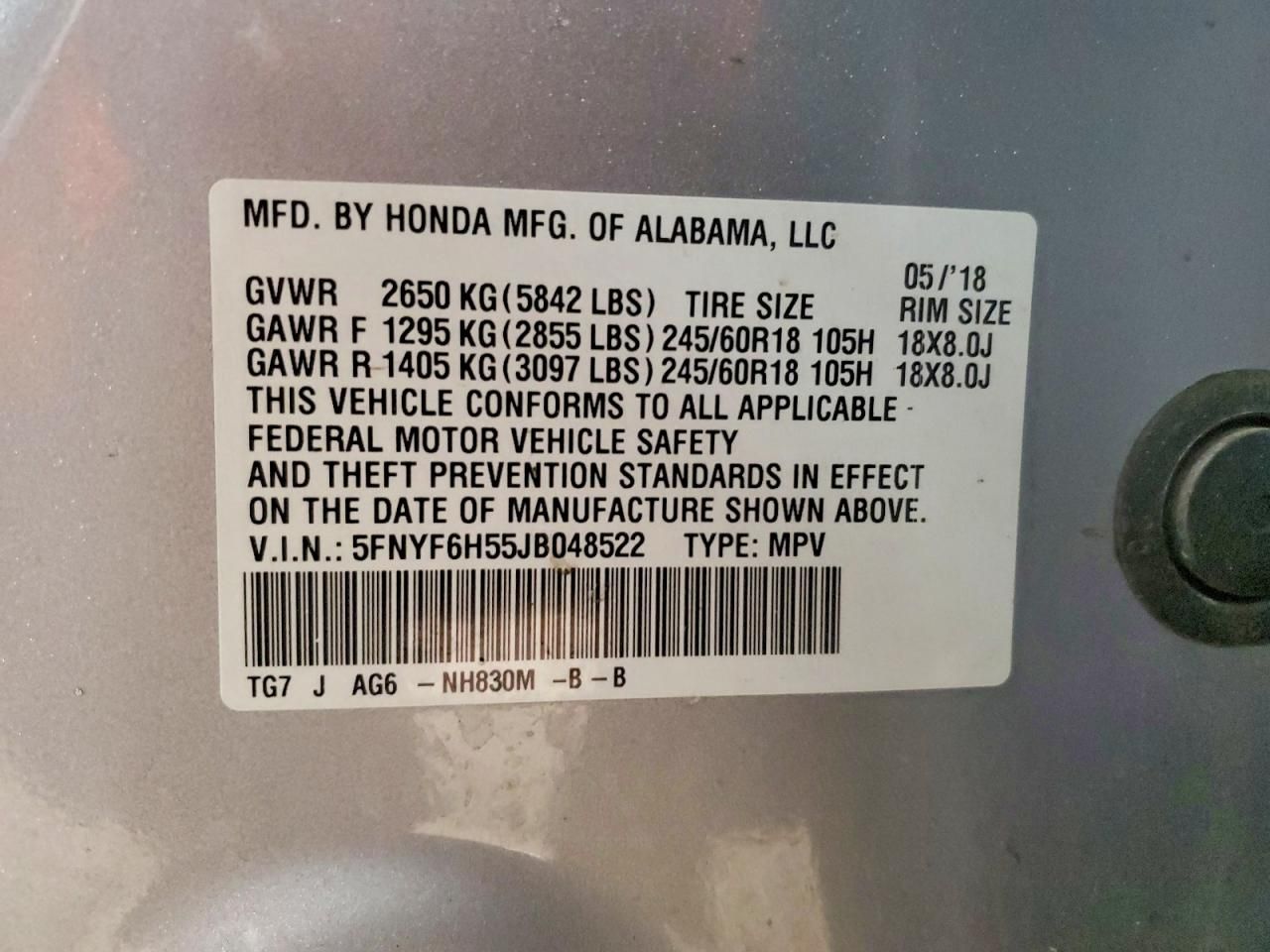 2018 Honda Pilot exl