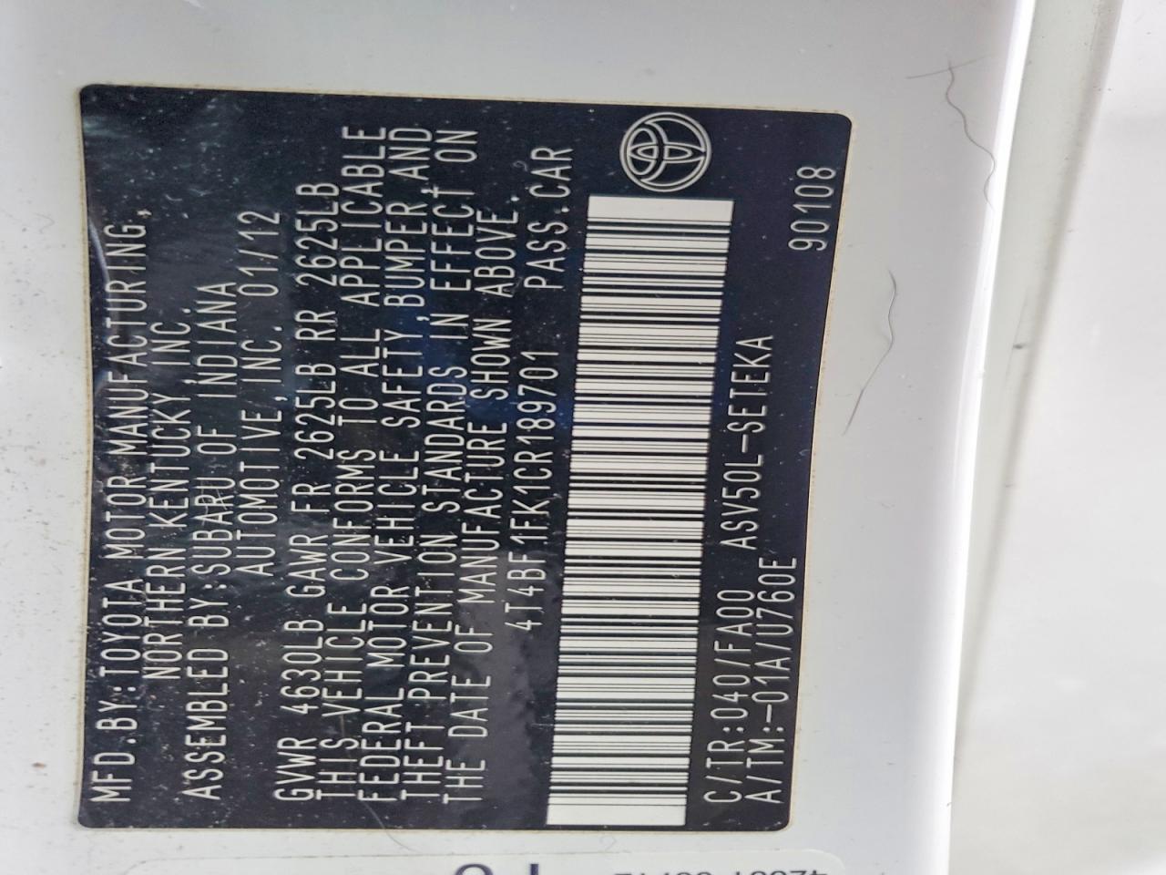 2012 Toyota Camry Base