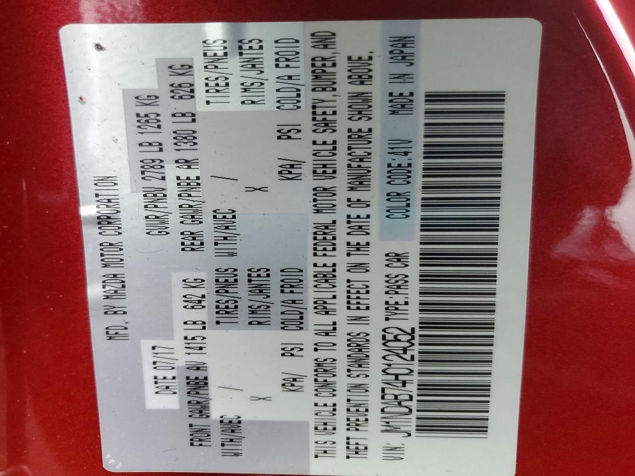 2017 Mazda Mx-5 Miata Sport