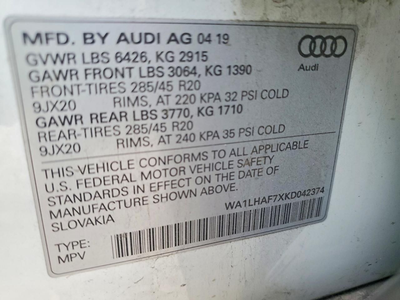 2019 Audi Q7 Premium Plus