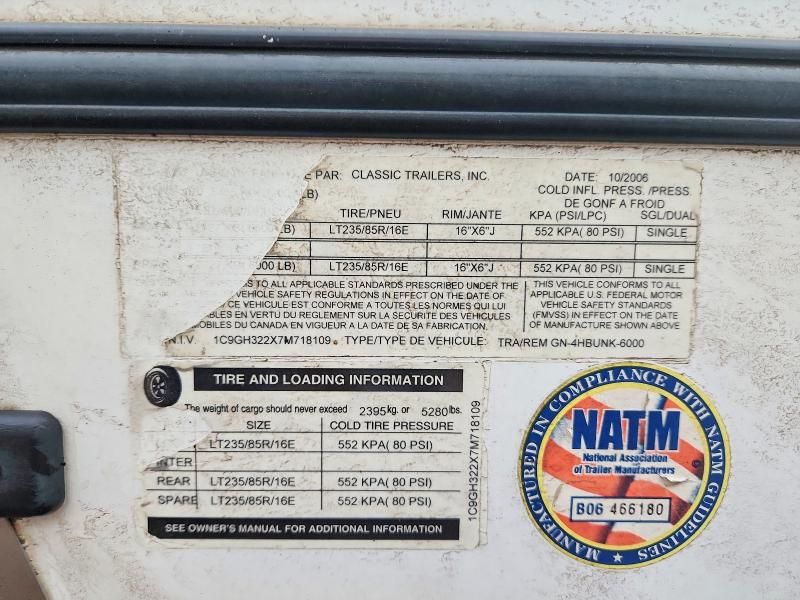 2007 Classic Gn-4hbunk Horse Trailer